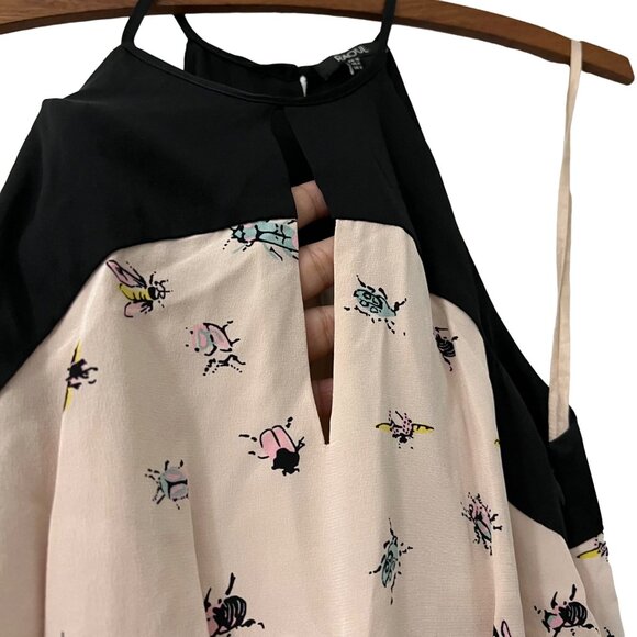 Anthropologie Raoul Womens Pink Black Bug Novelty Print Sleeveless Silk Dress 0 - Picture 2 of 6